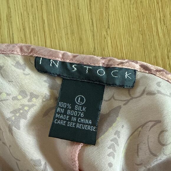 In Stock Floral Silk Mini Dress Sleeveless Size L Pink - Picture 3 of 4